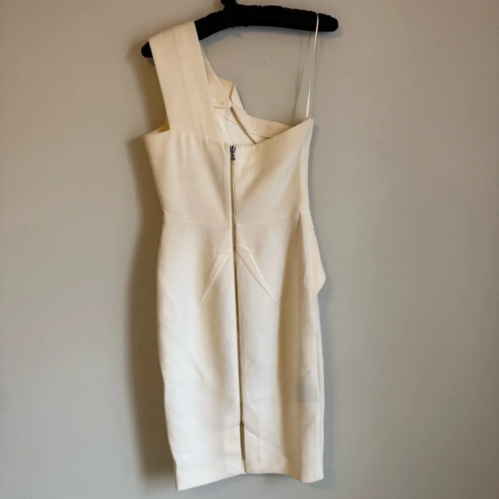 Roland Mouret wool one shoulder midi dress cream white size 6 - Picture 3 of 9